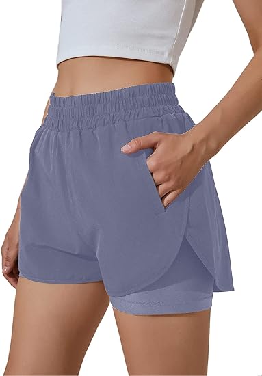 BMJL Women's Running Shorts with Elastic Waistband and Pockets