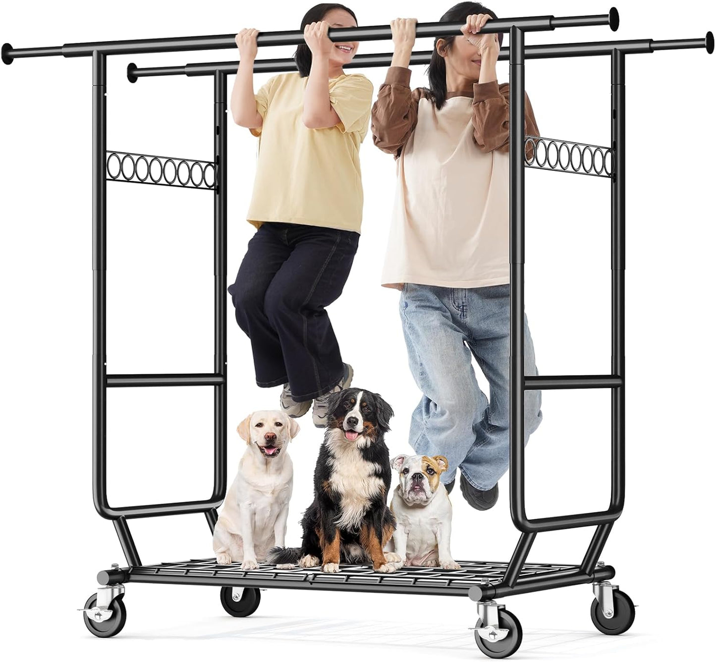 HOKEEPER Heavy Duty Clothes Rack with Wheels for Garments