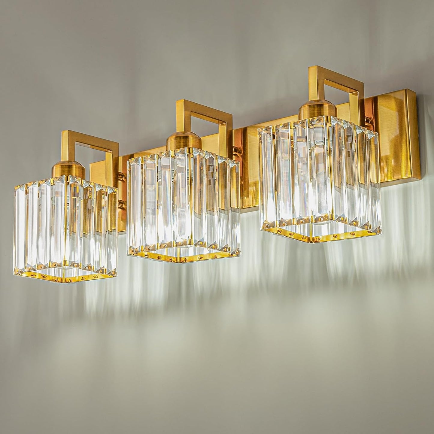 Modern Bathroom Vanity Light with Gold Crystal Elegance