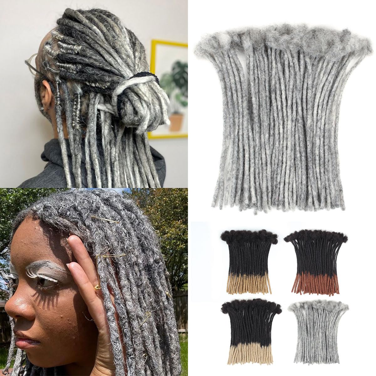 8 Inch 50 Strands Loc Extensions for Men and Women - Soft Dreads