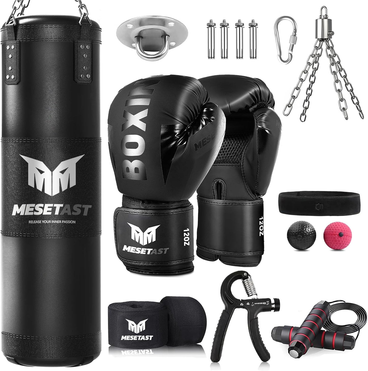 MESETAST Heavy Punching Bag Set with Gloves