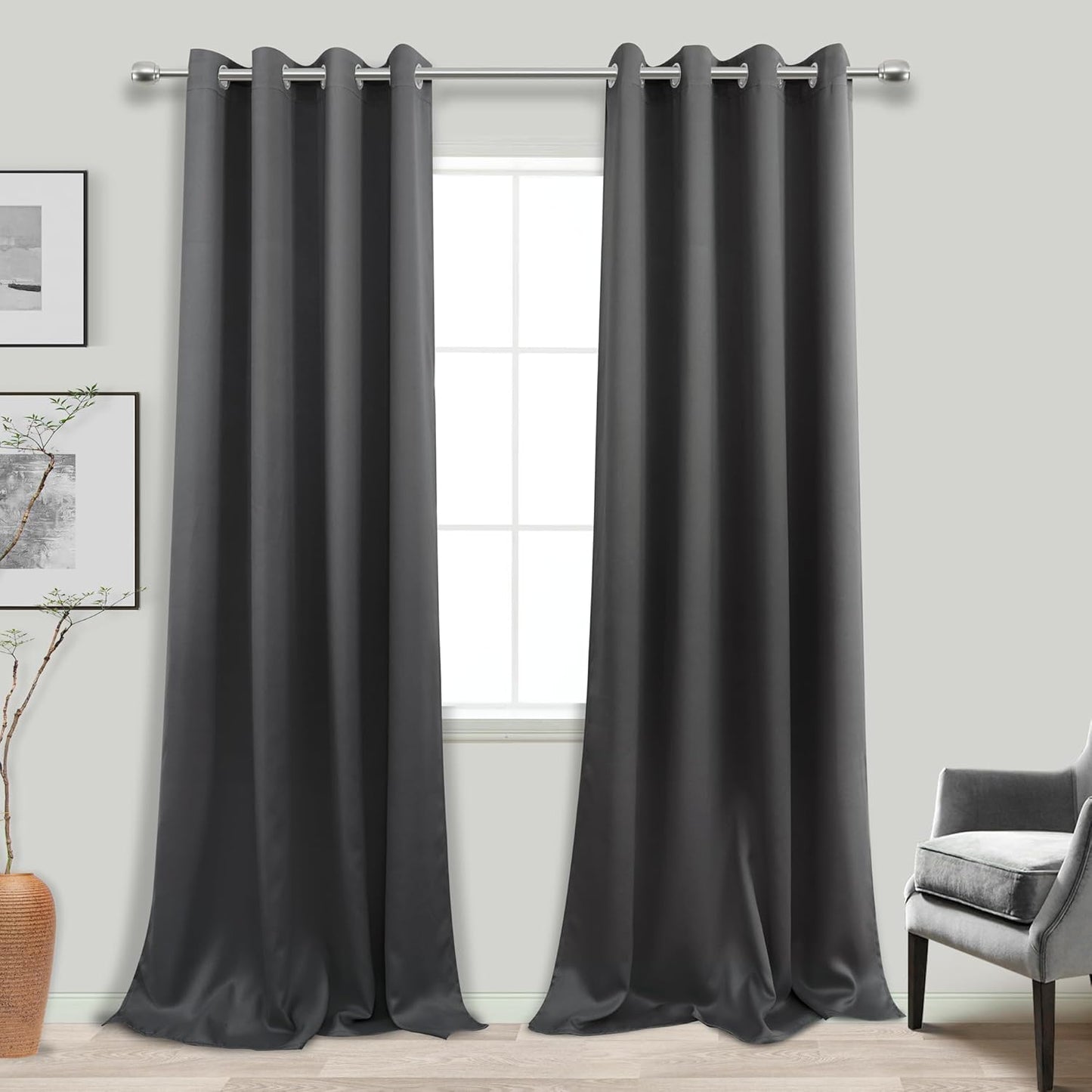 Slate Grey Curtains 108 Inches Long for 9 Foot High Windows