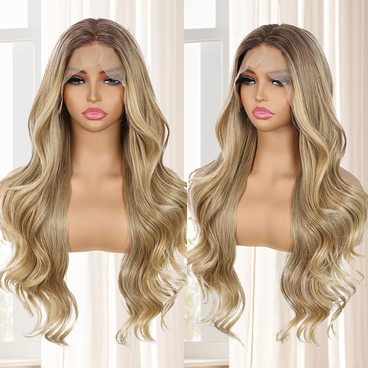 Blonde Lace Front Wig for Women 13x4 Body Wave Synthetic Style