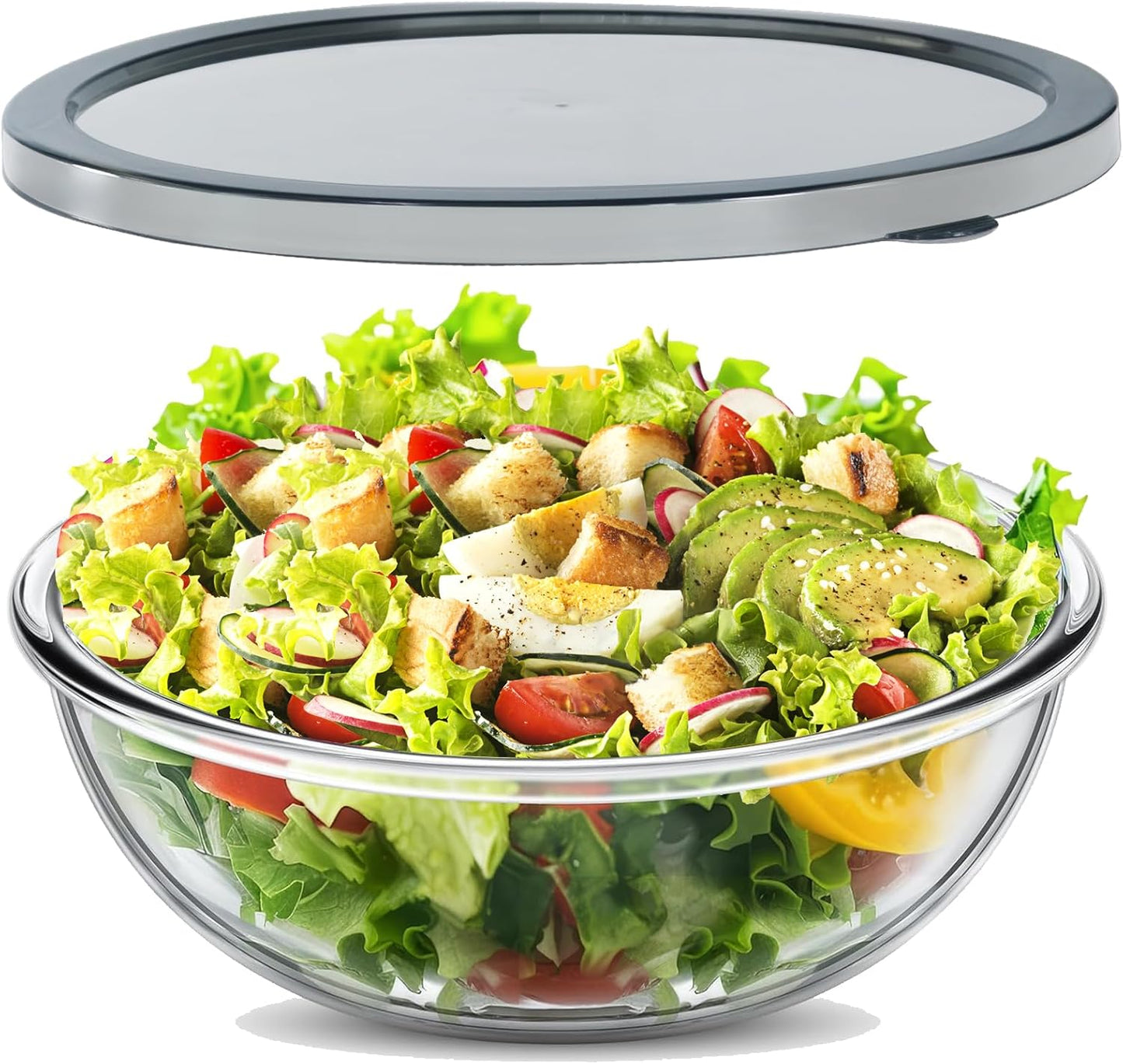 6.2QT Large Glass Mixing Bowl with Lid for Cooking and Storage