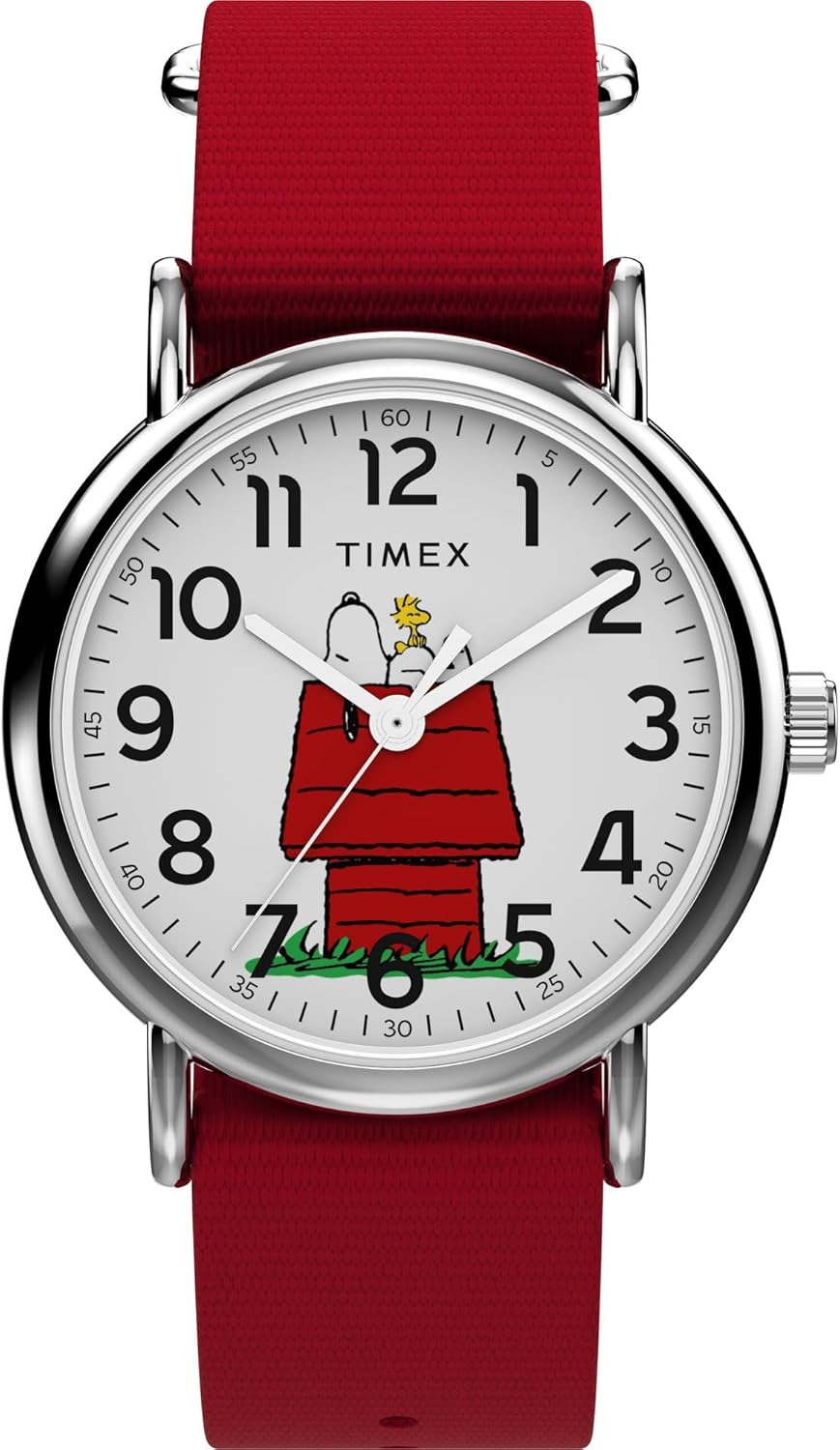 Timex Unisex Weekender 38mm Watch with Red Strap and White Dial
