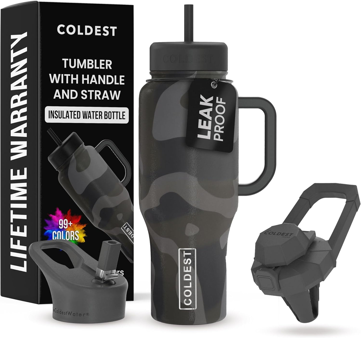 Coldest 40 oz Tumbler with Handle and Straw for All Drinks