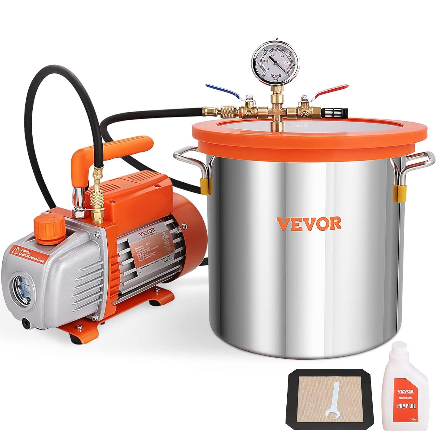 VEVOR 3 Gallon Vacuum Chamber Kit for Wood Stabilization and More