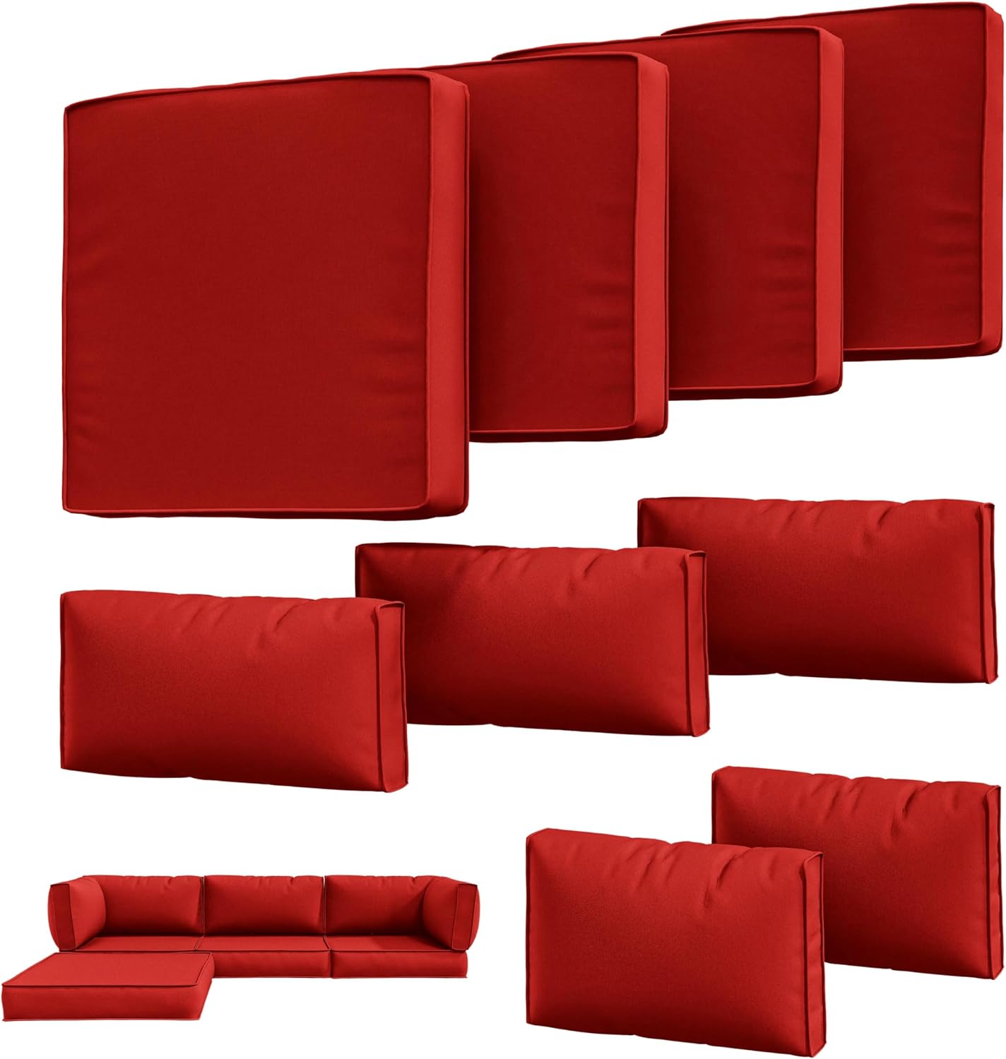 9Pcs Outdoor Chair Cushions Covers Waterproof Anti-Fading Set