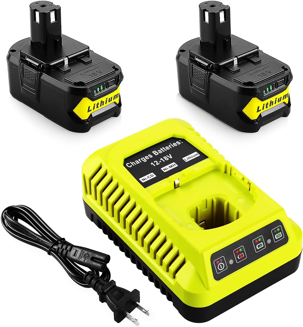 2Pack 18V 6.5A Replacement Batteries and Charger for Ryobi Tools