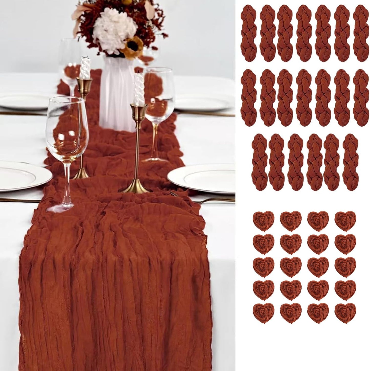 20PCS Terracotta Cheesecloth Table Runner for Elegant Events
