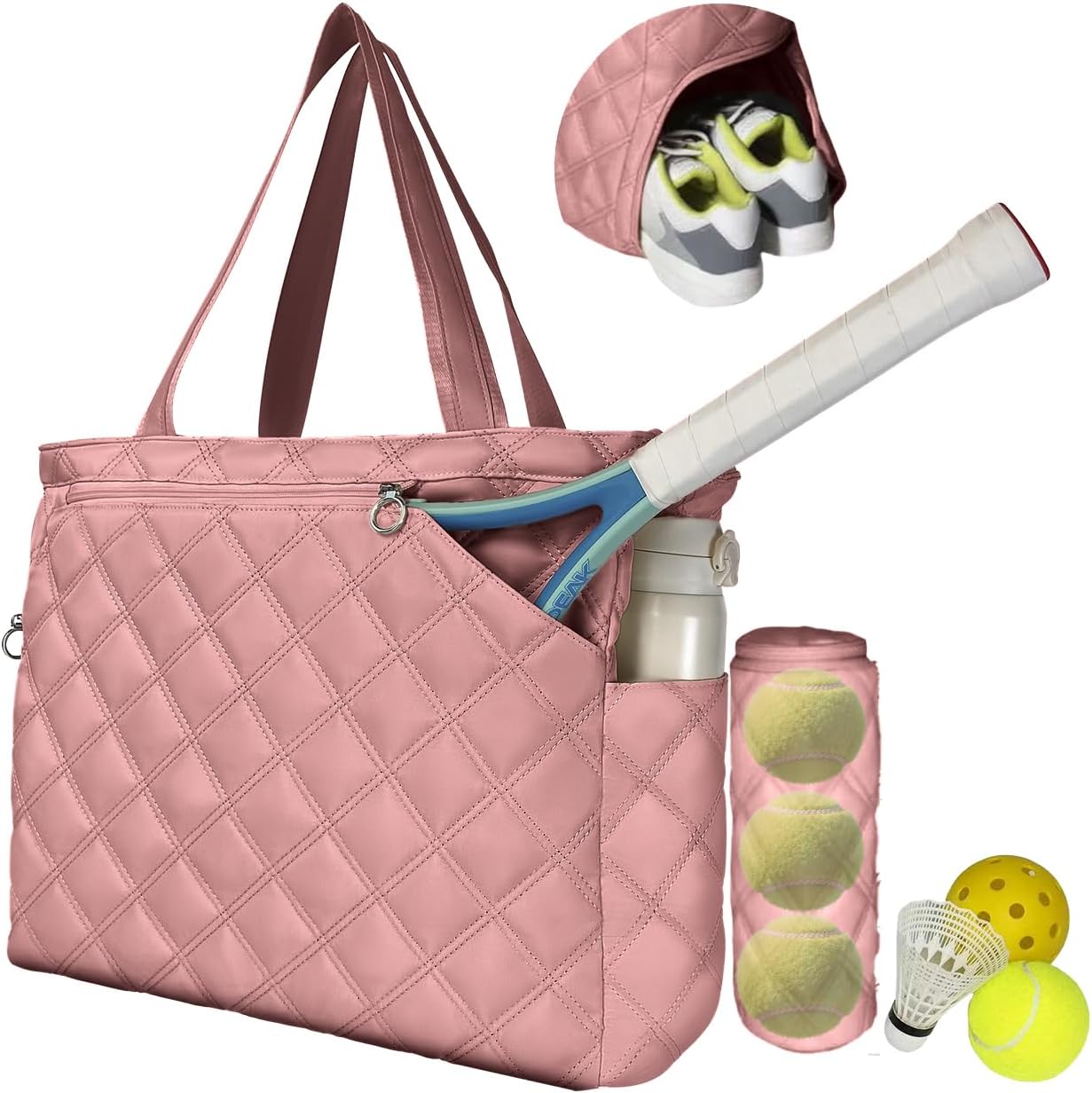 Tennis Tote Bags for Women with Shoe Compartment & Racket Storage