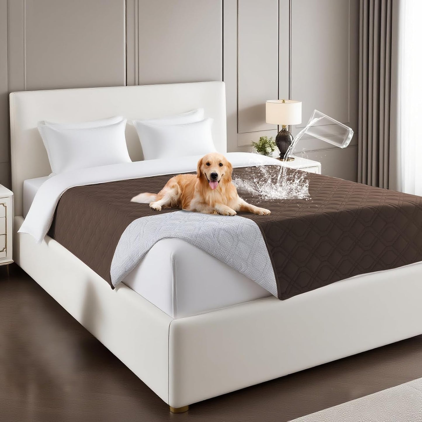 PrinceDeco Waterproof Dog Bed Cover with Non-Slip Backing