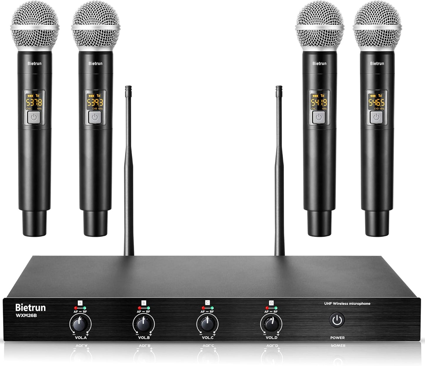 4-Channel Wireless Microphone System for Karaoke and Events