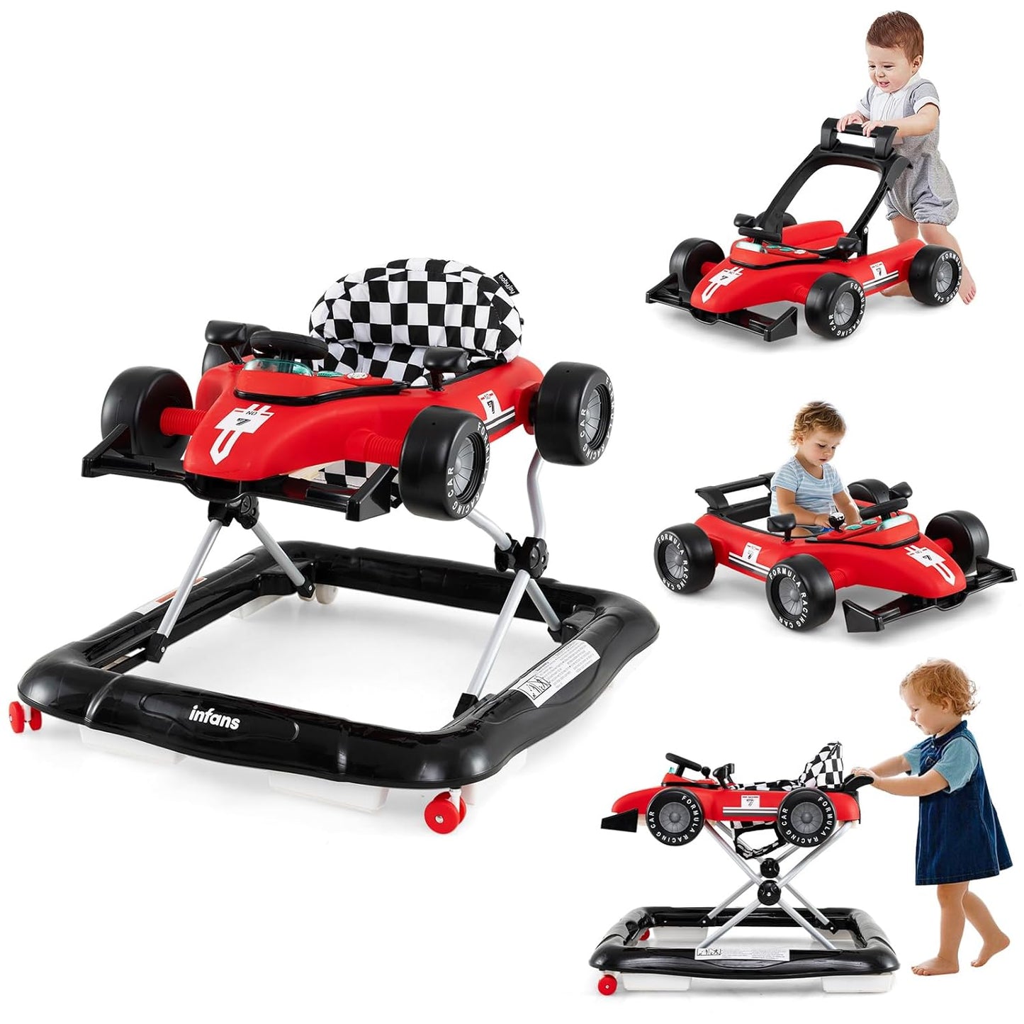 4 in 1 Baby Walker with Adjustable Height and Music Features