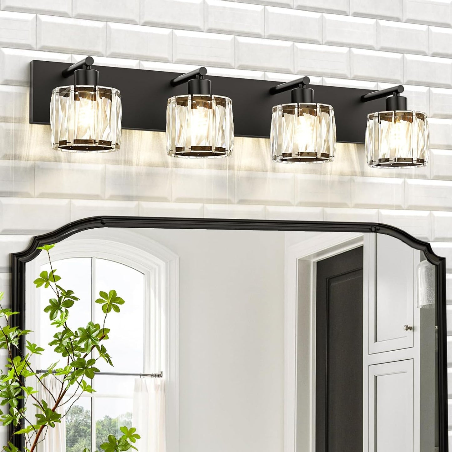 Modern Crystal Vanity Lights for Bathroom - Elegant Black Fixtures