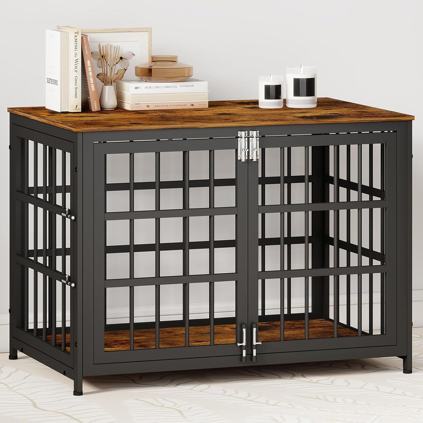 38 Inch Wooden End Table Dog Crate Furniture for Medium Dogs