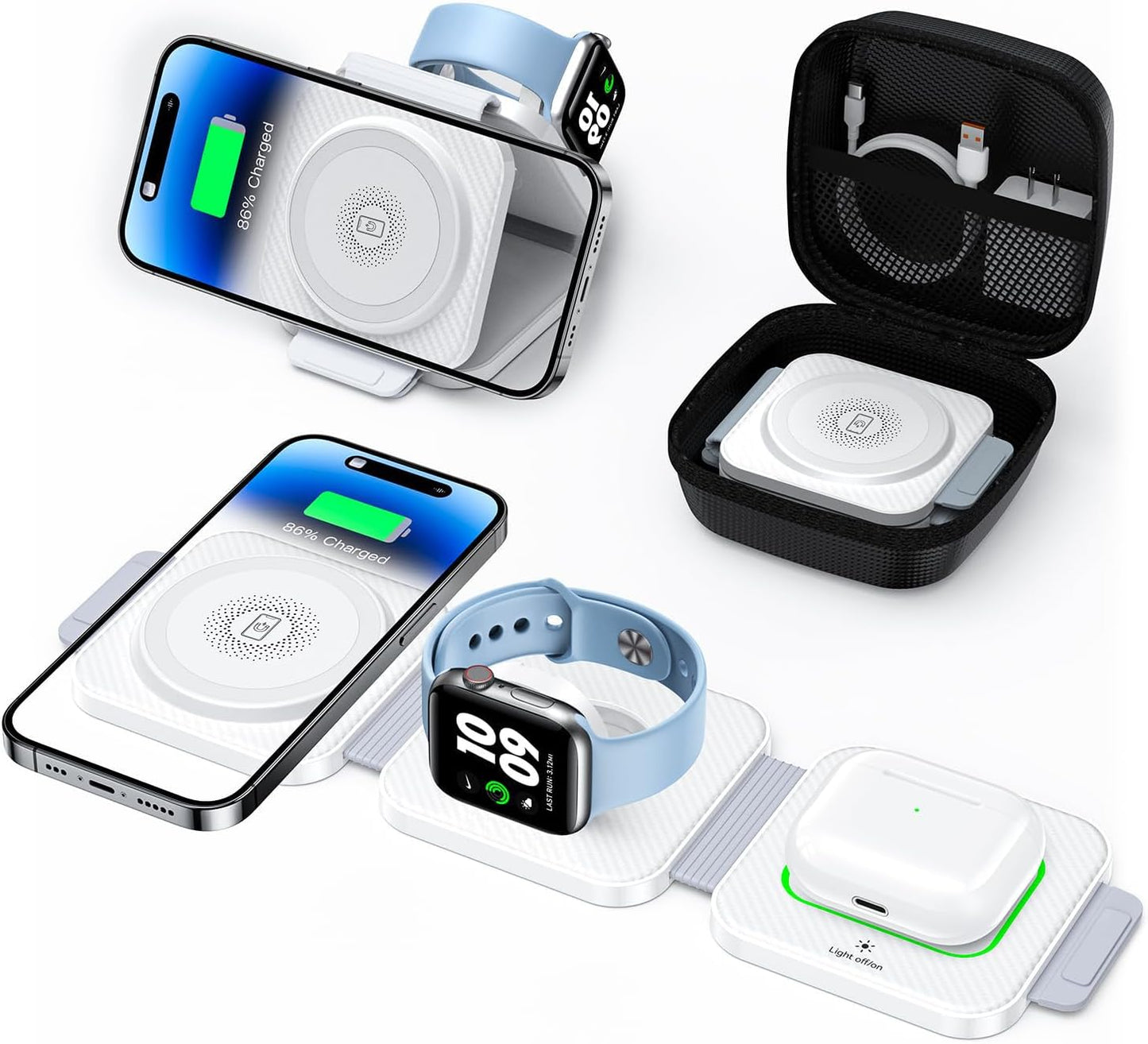 JARGOU 3-in-1 Magnetic Charger for iPhone & Apple Watch