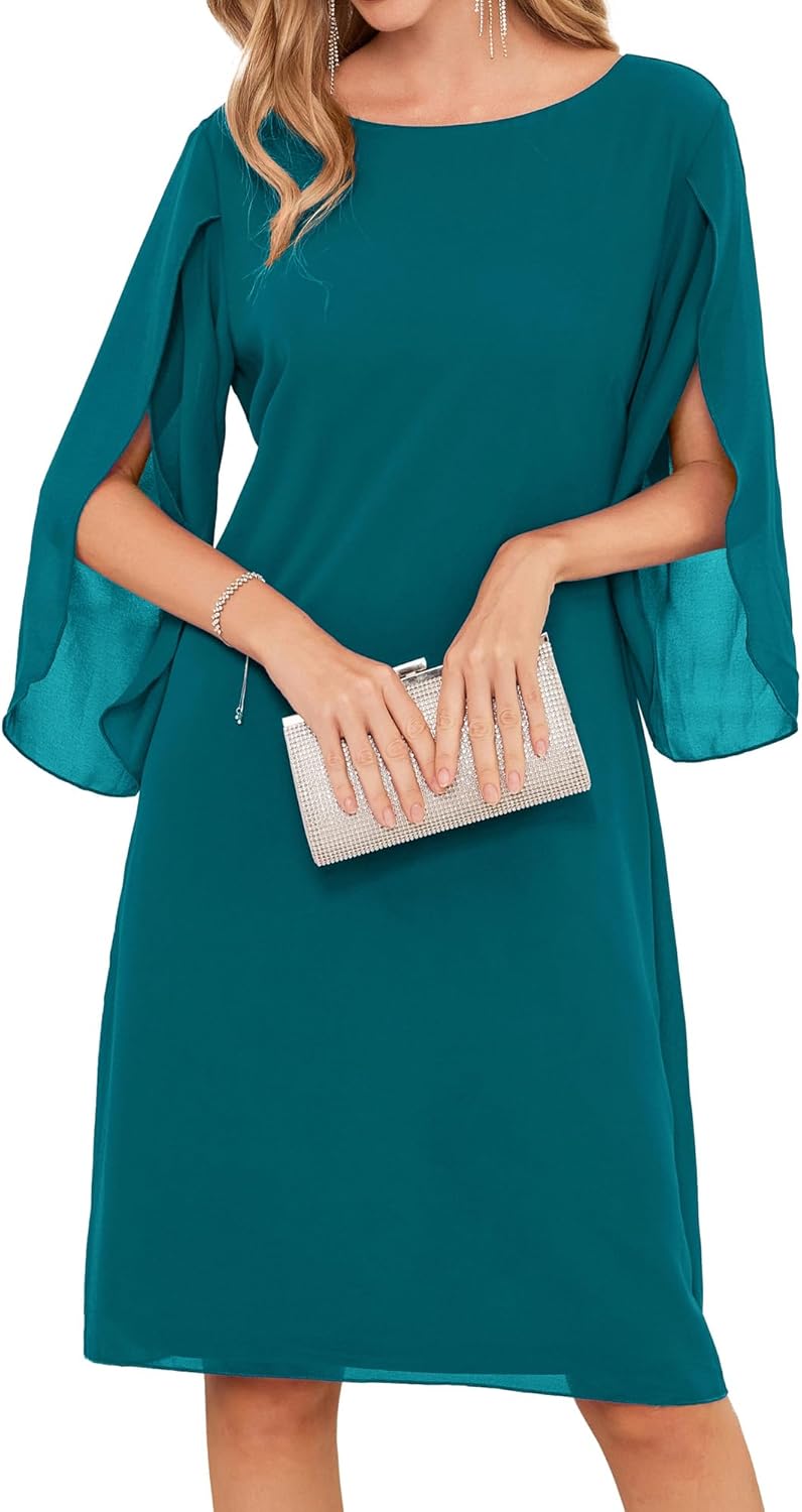Chiffon Dresses for Women: Flutter Sleeve Party Wedding Dress
