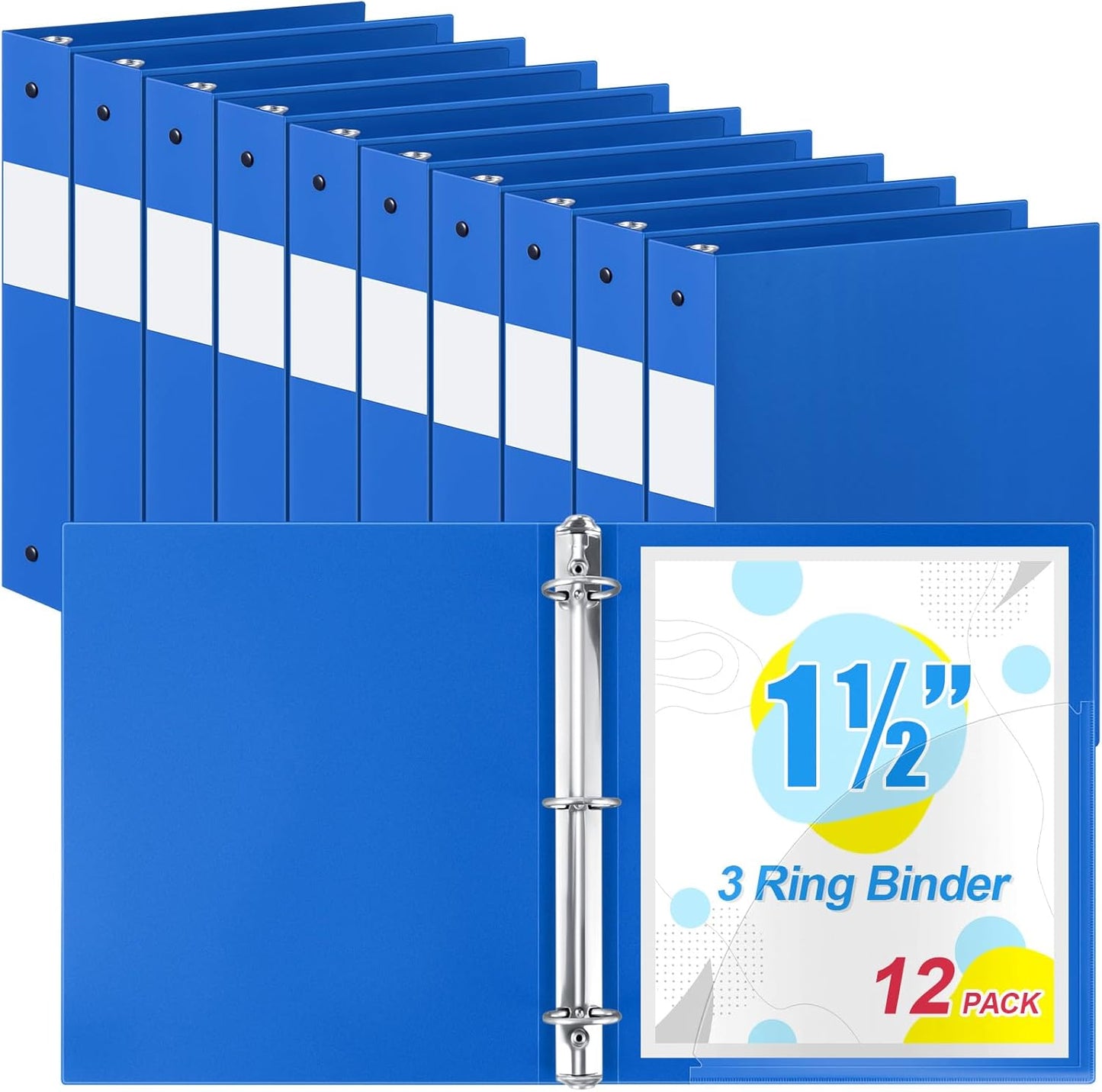 Henoyso 12 Pcs 1.5 Inch Plastic Round Binders for School