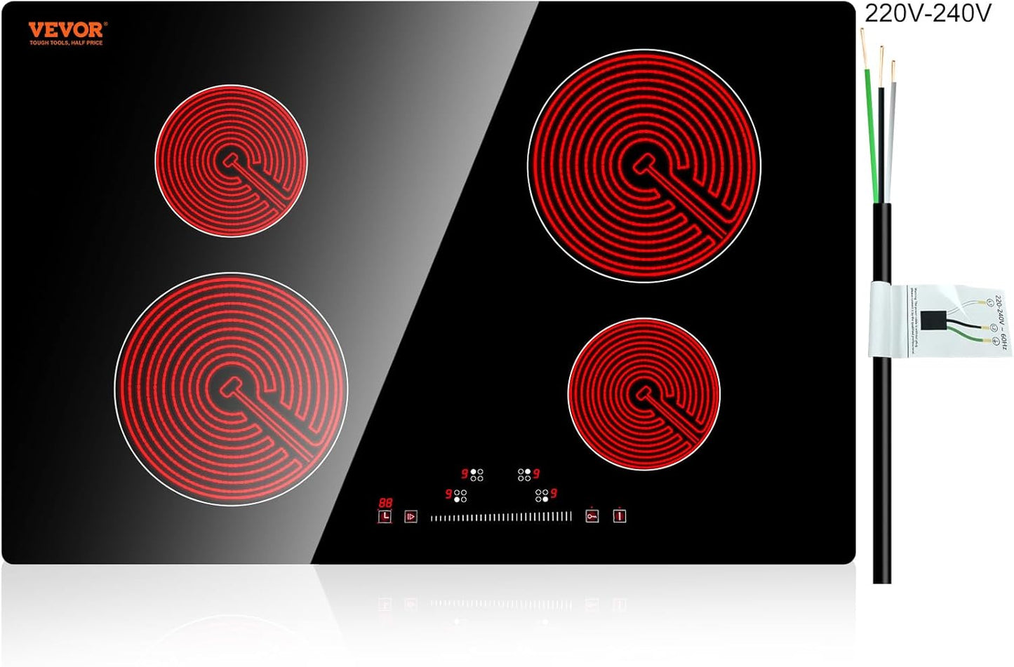 VEVOR LT4-77 Built-in Electric Ceramic Cooktop with 4 Burners