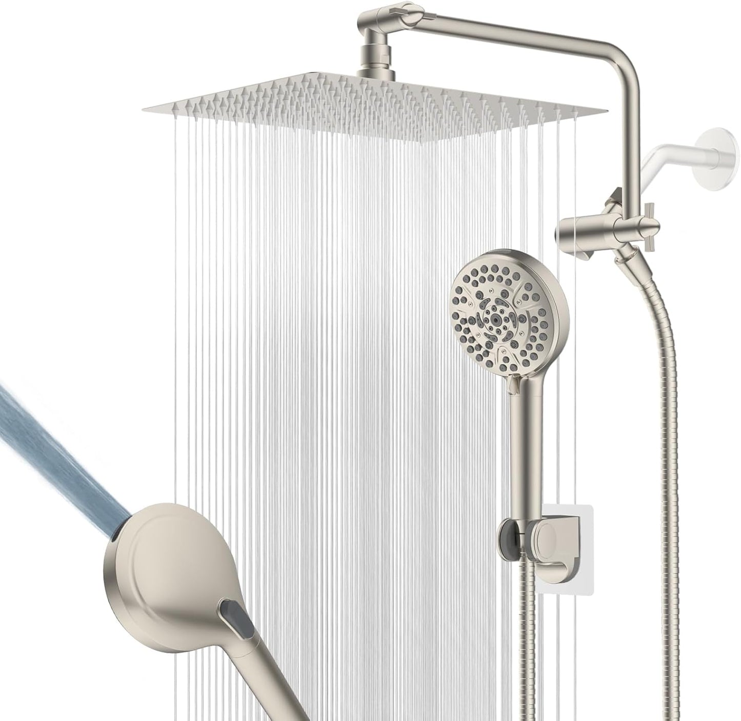 High Pressure 12in All Metal Shower Head Combo with Extension Arm