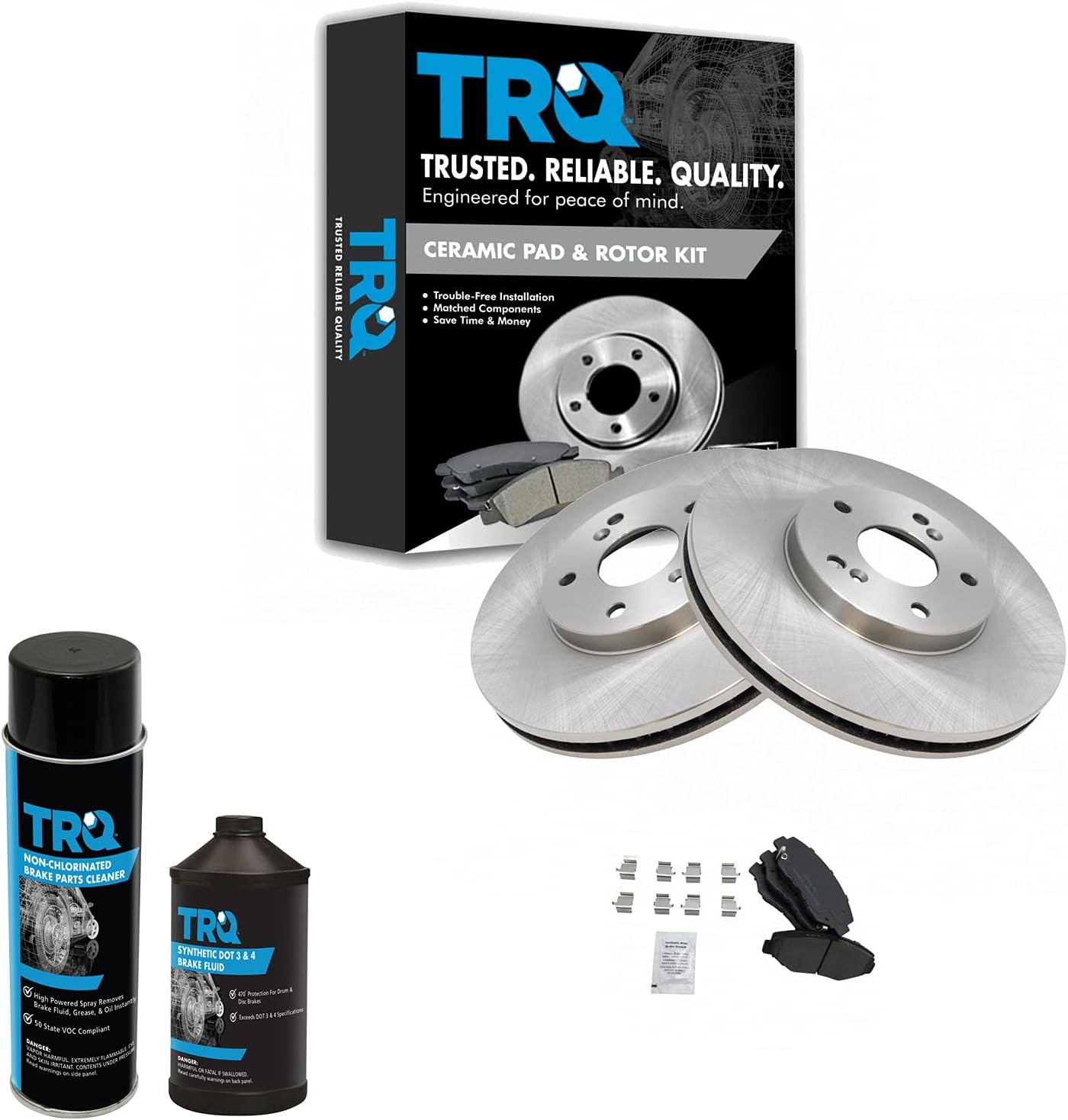 TRQ Front Brake Pad & Rotor Kit for 2003-2008 Honda Pilot