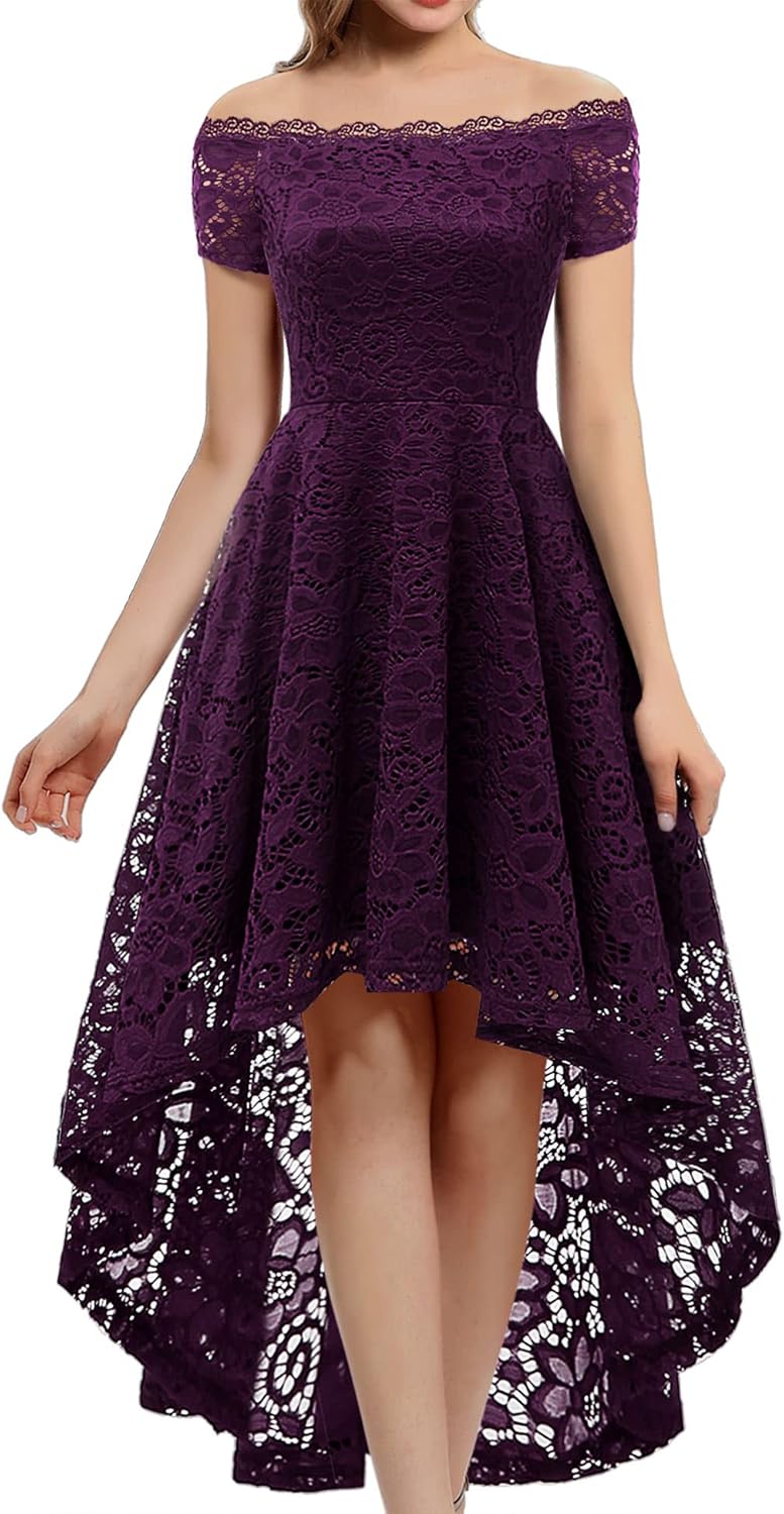 Dressystar Women's Hi-Lo Off Shoulder Lace Cocktail Dress Review