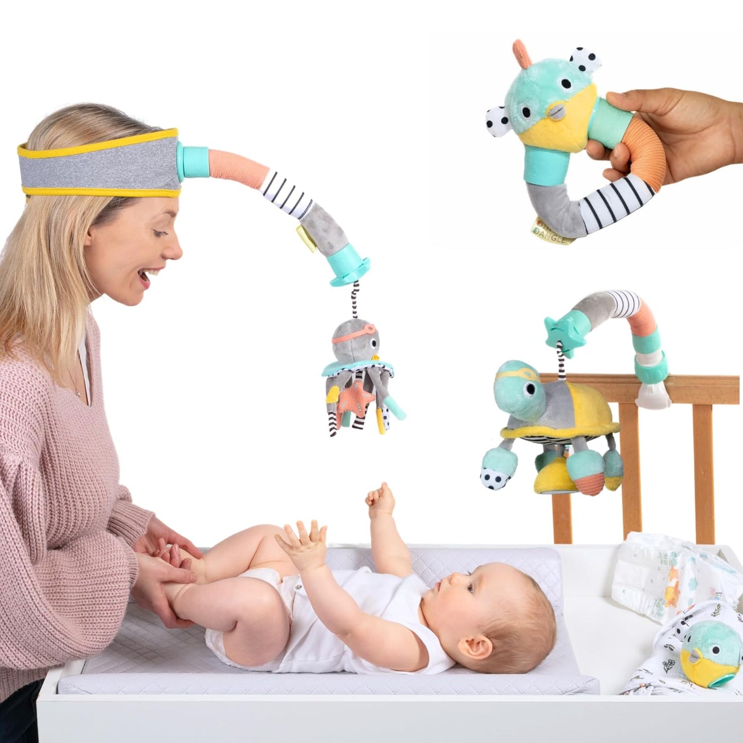 Dingle Dangle Deluxe Gift Set - 3 in 1 Diaper Changing Helper