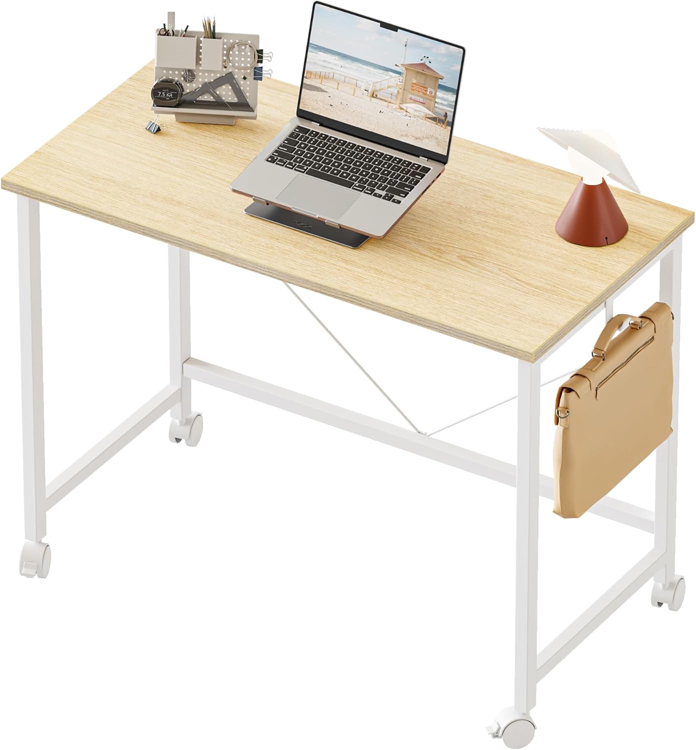 Mericonia Rolling Computer Desk with Wheels for Small Spaces
