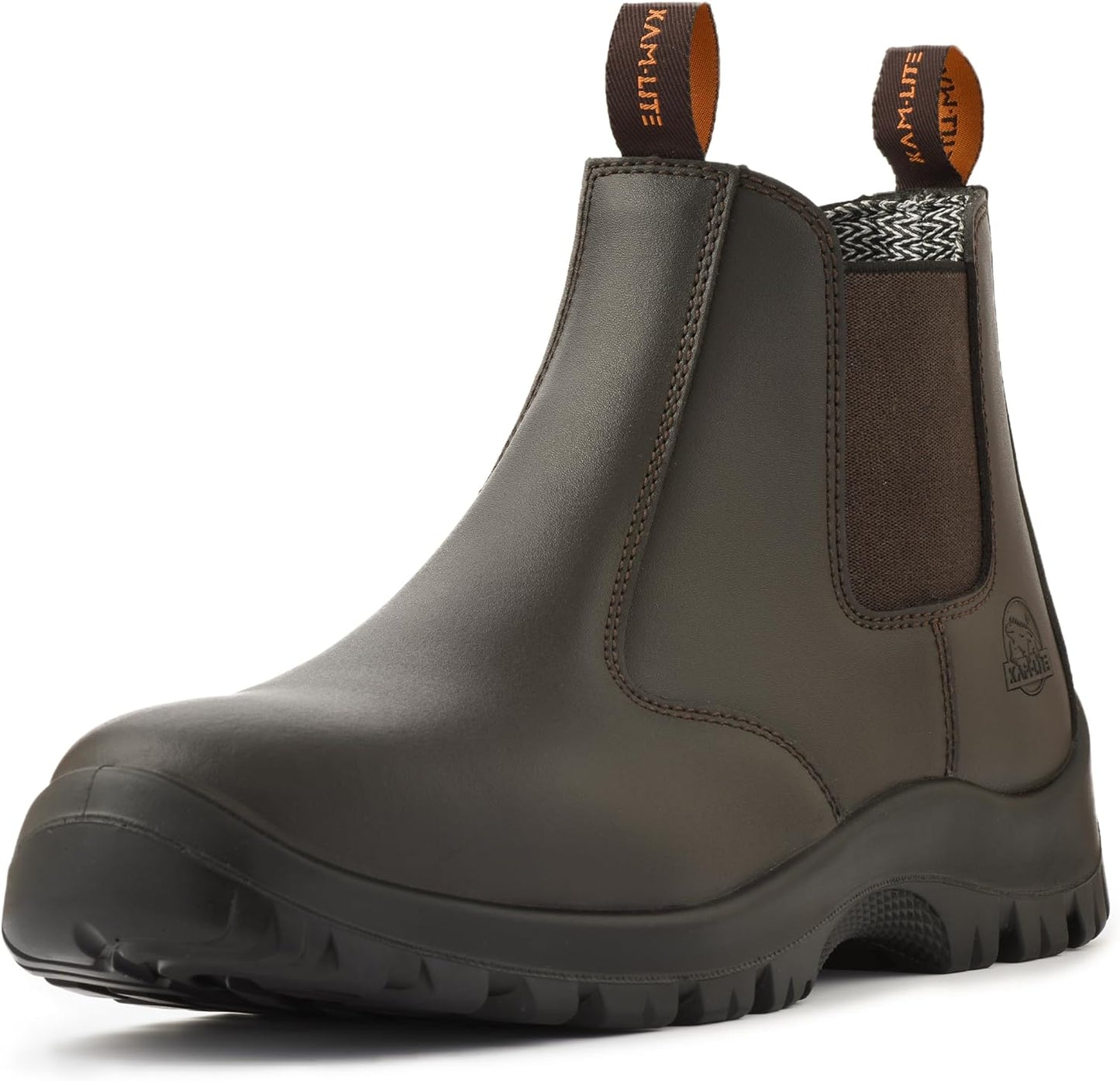 Work Boots for Men - Slip On Steel Toe Chelsea Safety Boots