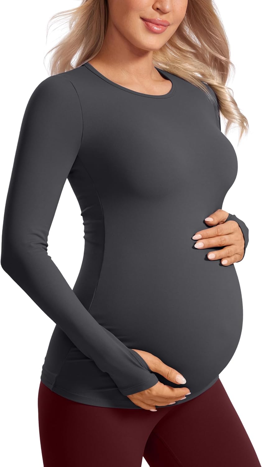 CRZ YOGA Womens Butterluxe Long Sleeve Maternity Tops