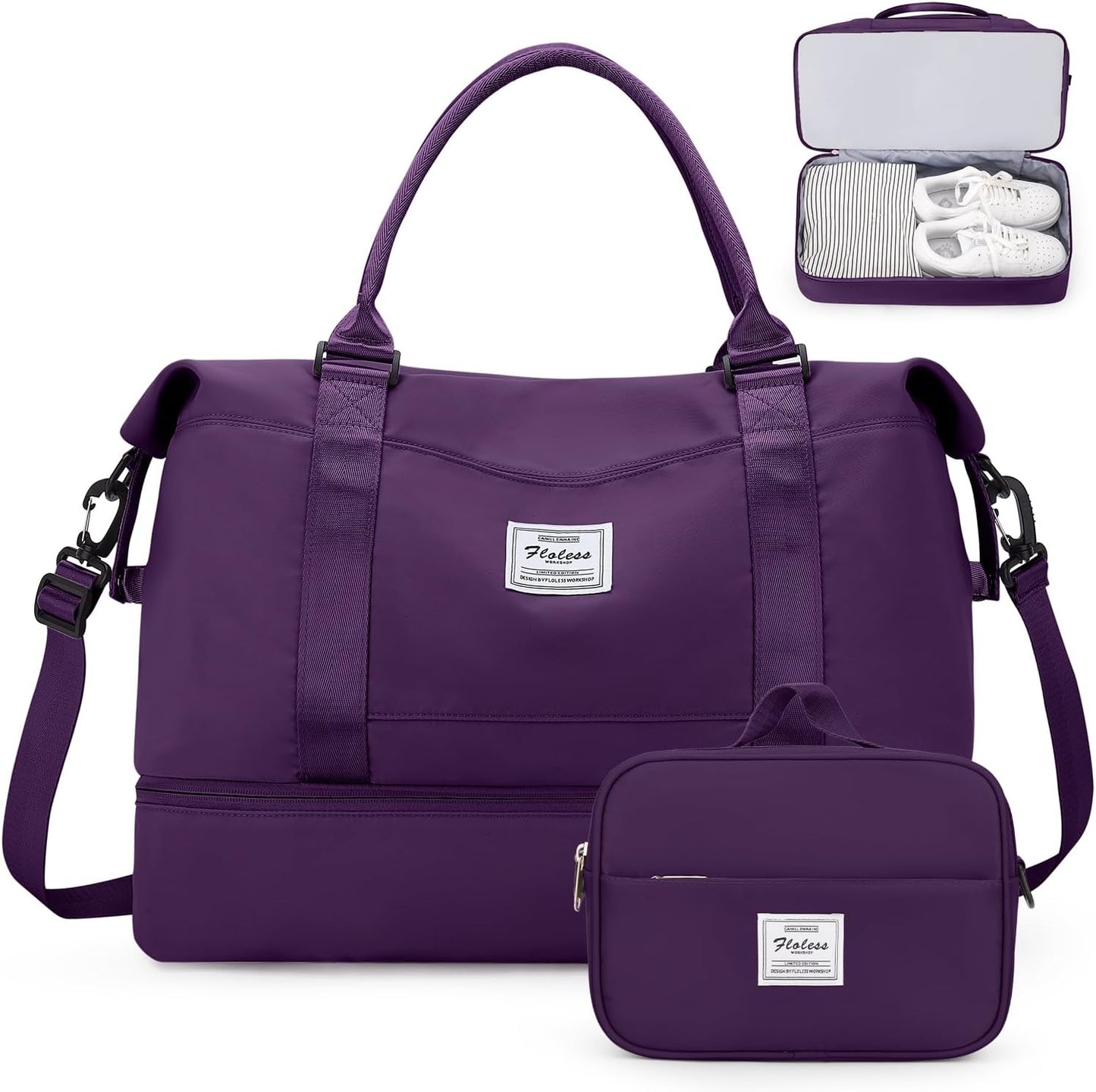 Extra Large Weekender Bags for Women with Shoe Compartment