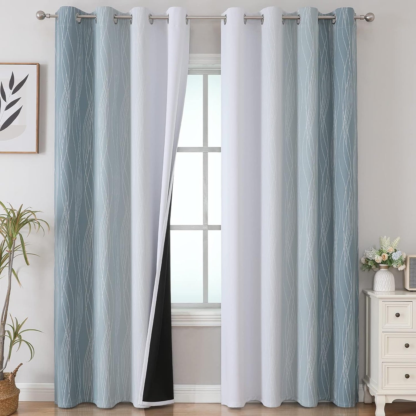 Ombre Blackout Curtains 102 Inches Long for Living Room Decor