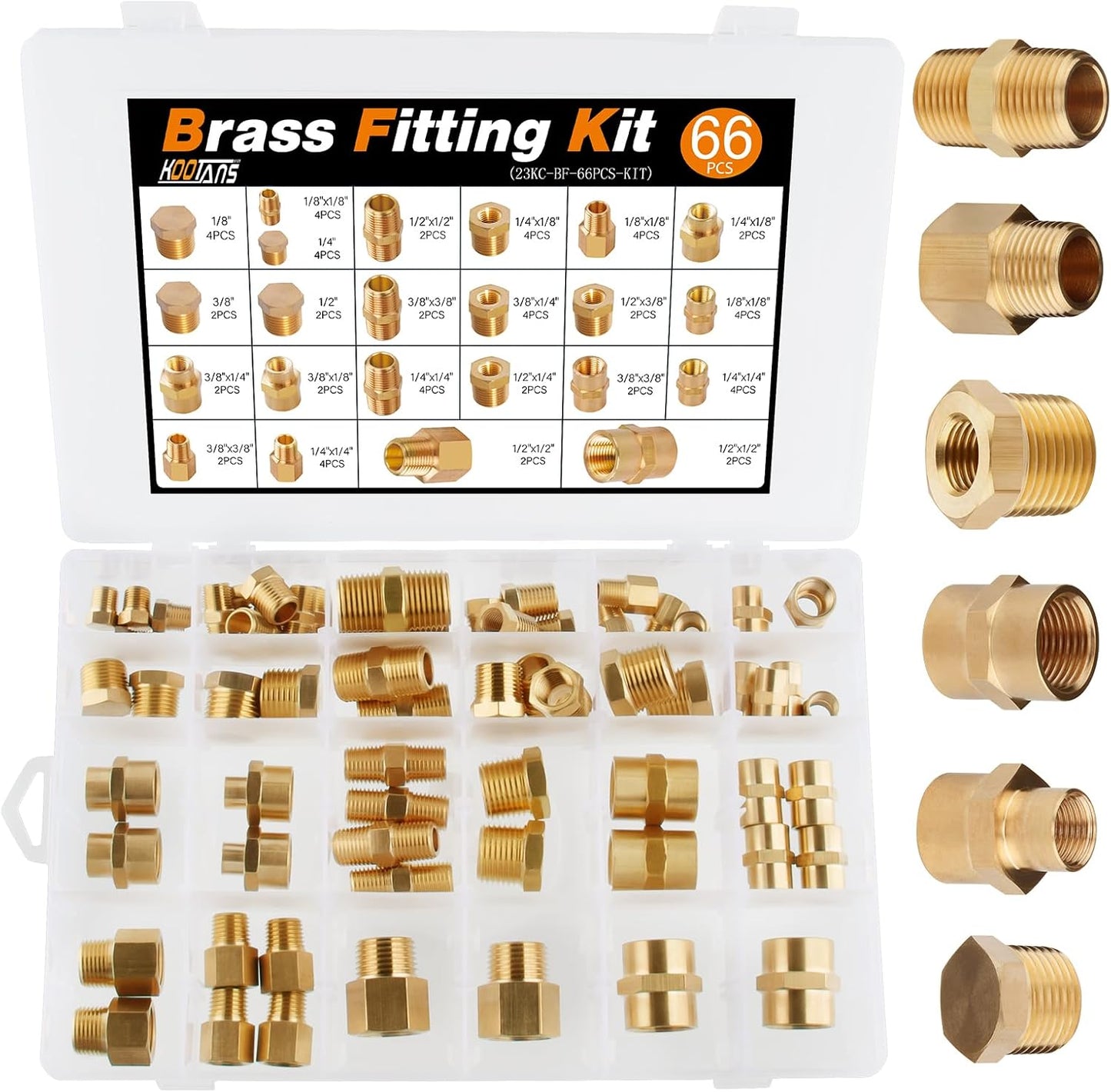 66pcs Brass Pipe Fittings Assortment for Reliable Connections