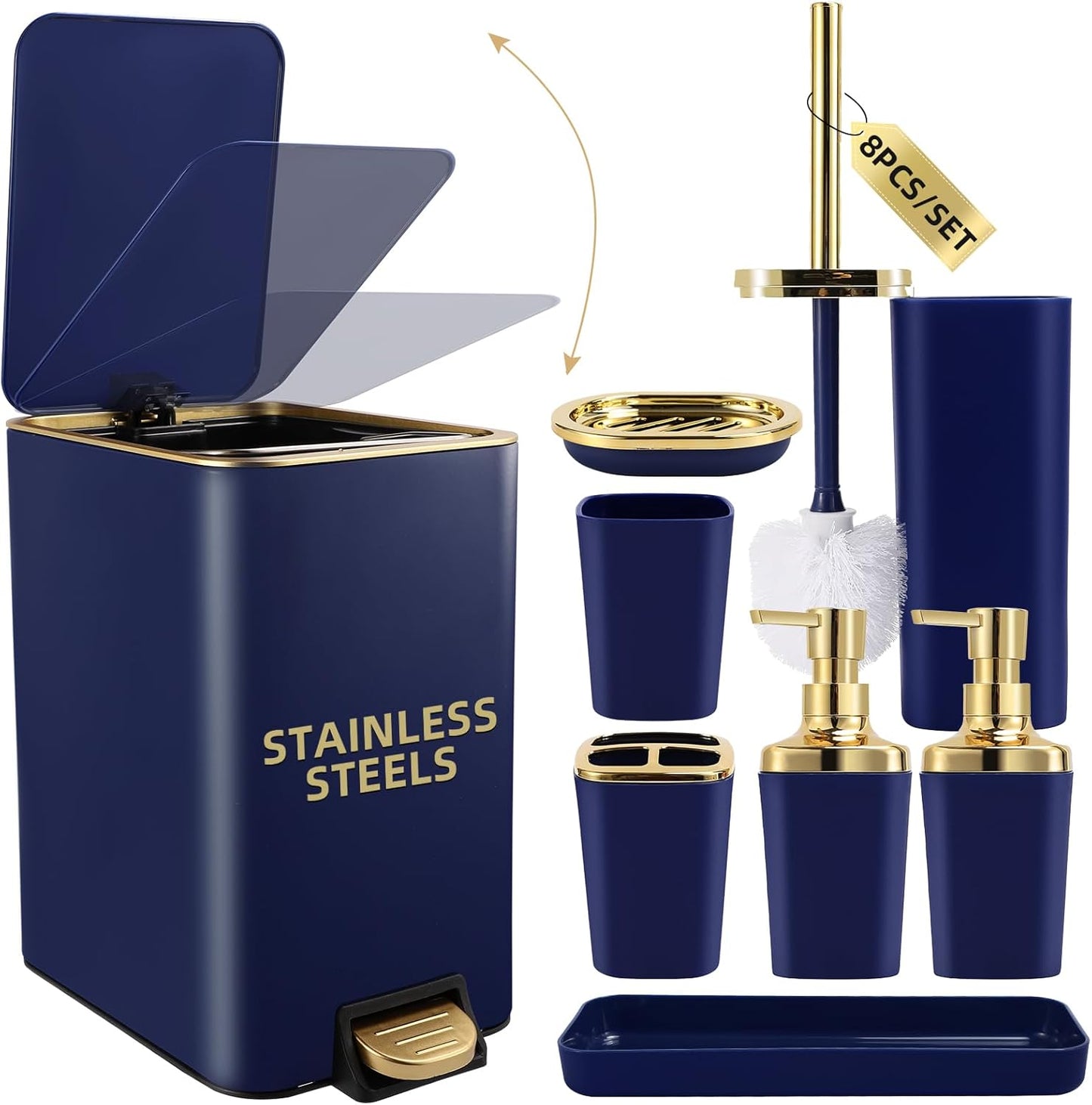 Navy Blue Bathroom Accessories Set for Elegant Home Decor