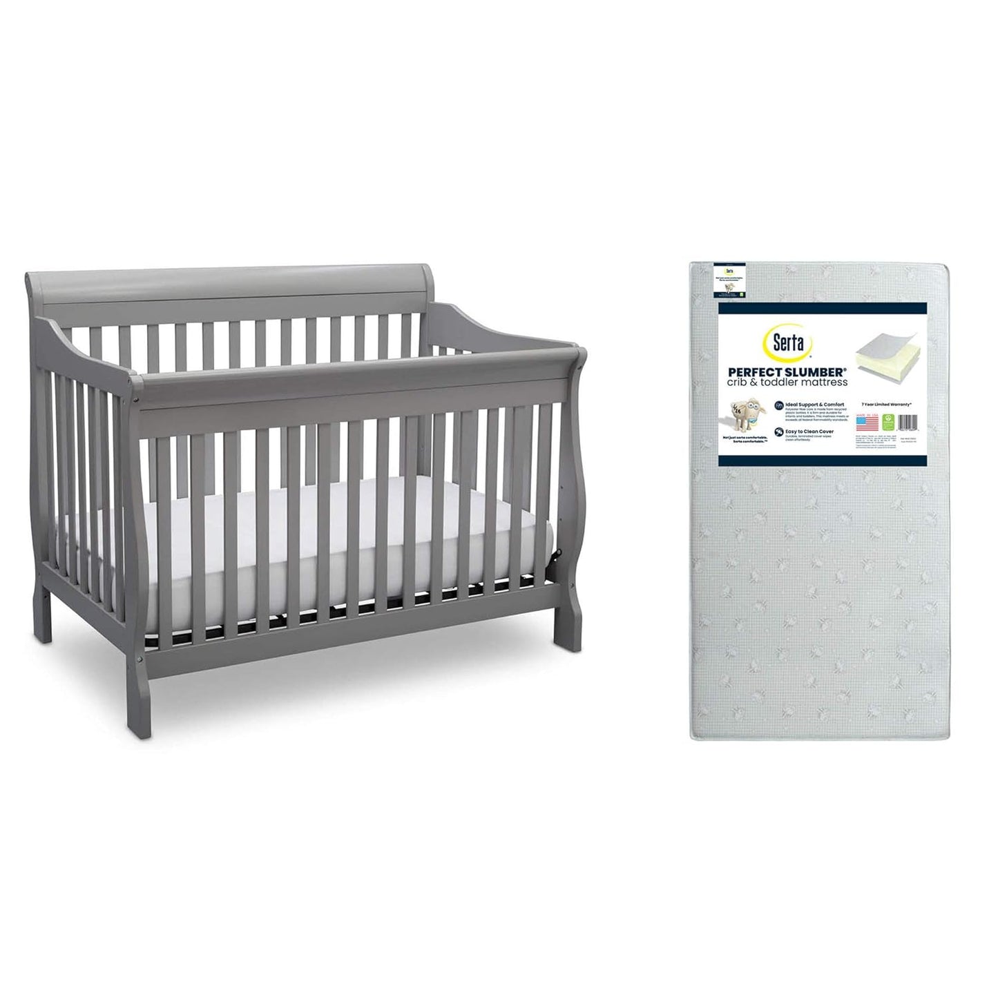 Delta Children Canton 4-in-1 Convertible Crib and Mattress Bundle