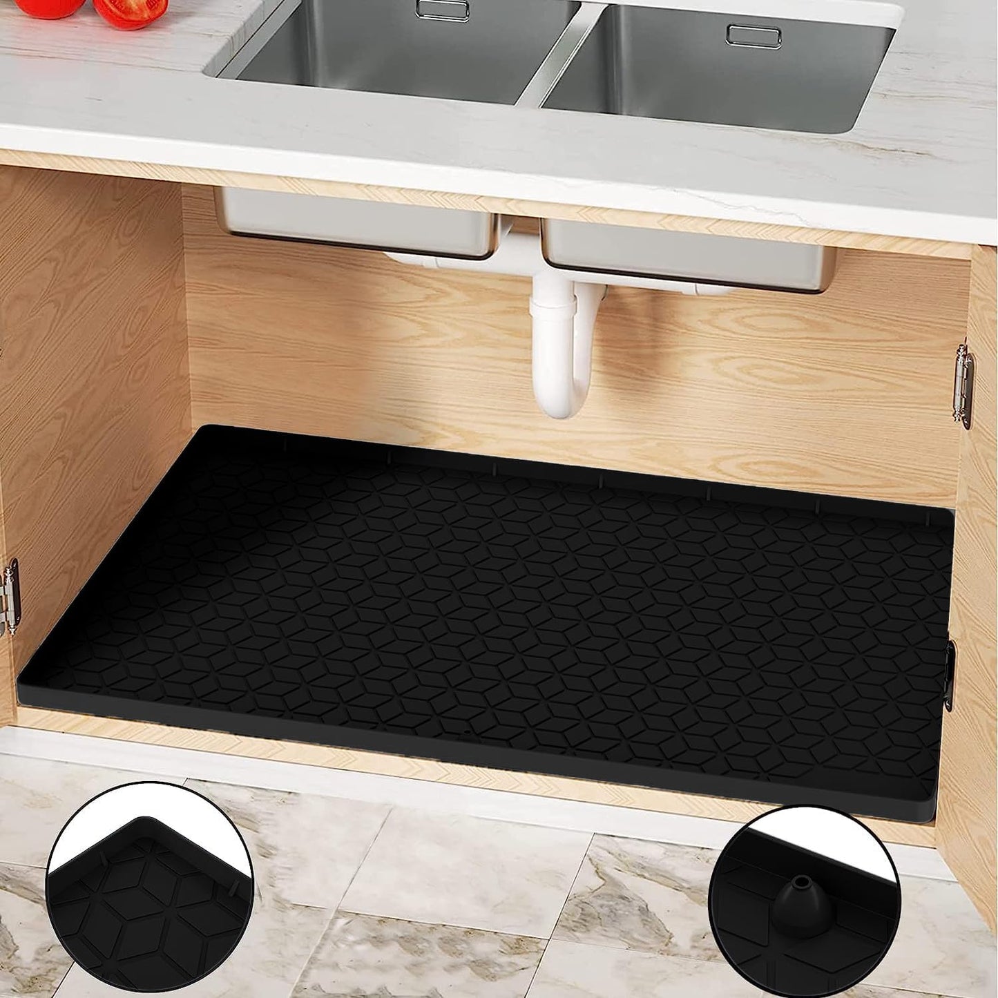 Under Sink Mat for Kitchen, Silicone Waterproof Liner, Organizer