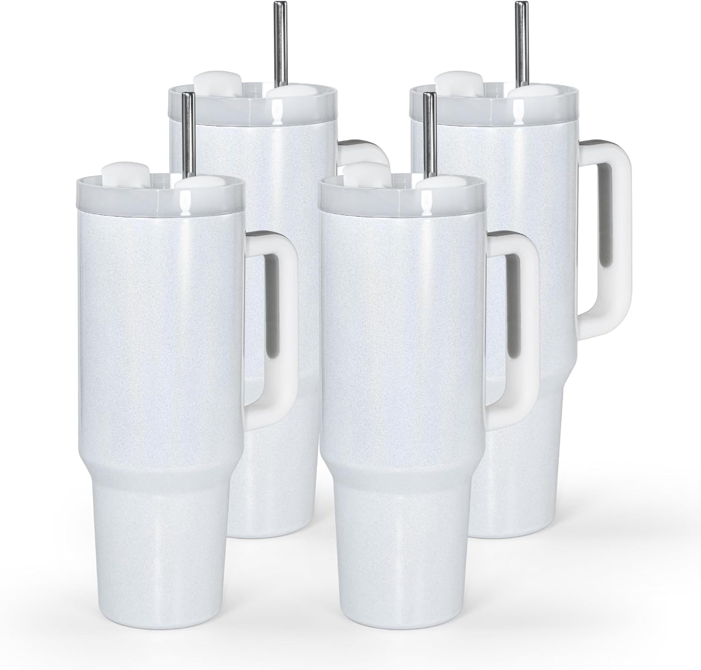 AGH 40 oz Sublimation Tumbler with Handle - 4 Pack Shimmer Cups