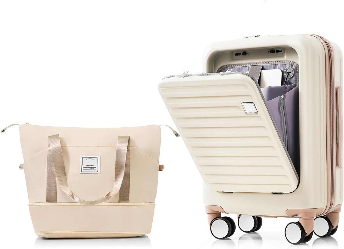 Durable 2 Piece Hardside USB Port Suitcase Set for Travel