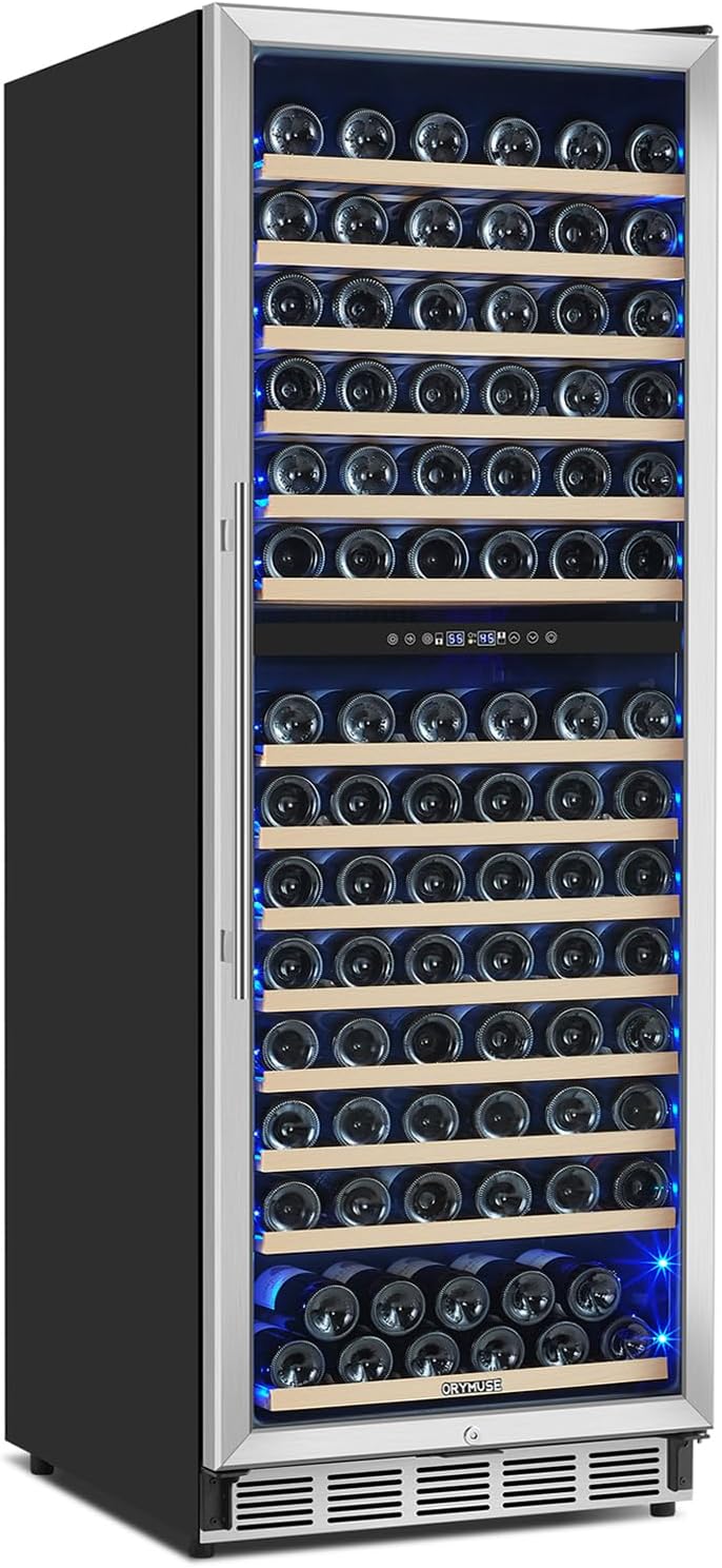 Dual Zone Wine Fridge Freestanding 175 Bottle Large Capacity