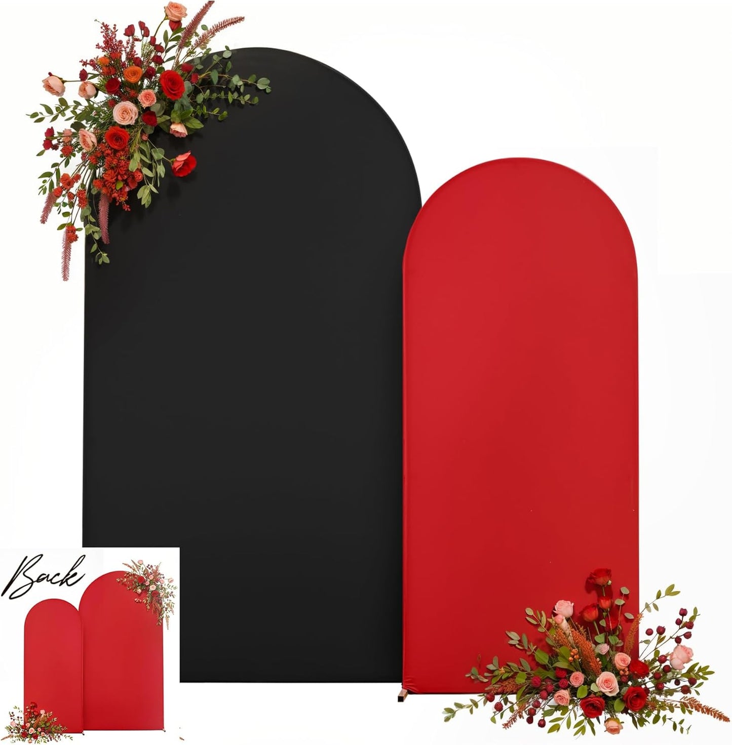 Red Black Arch Backdrop Cover Set for Weddings and Parties
