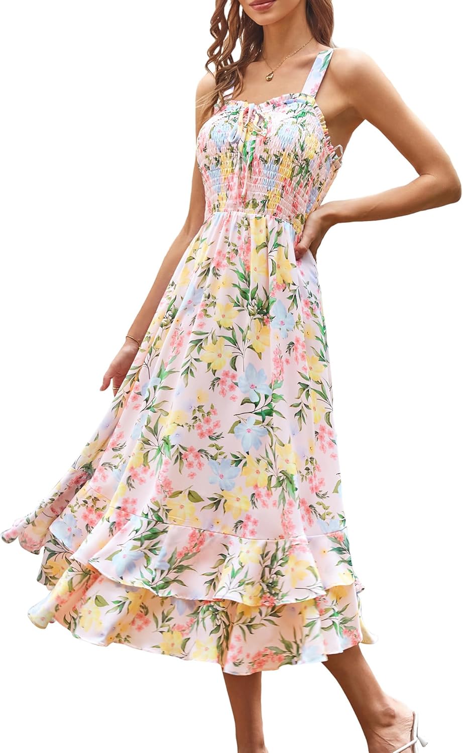 Floral Boho Dress for Women - Summer Maxi Sundress Style