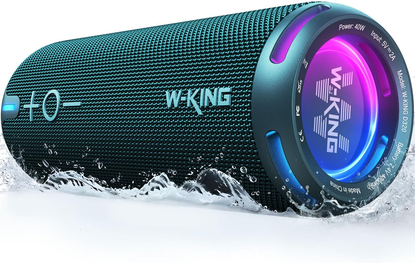 W-KING Portable Bluetooth Speakers with 40W Deep Bass & Lights