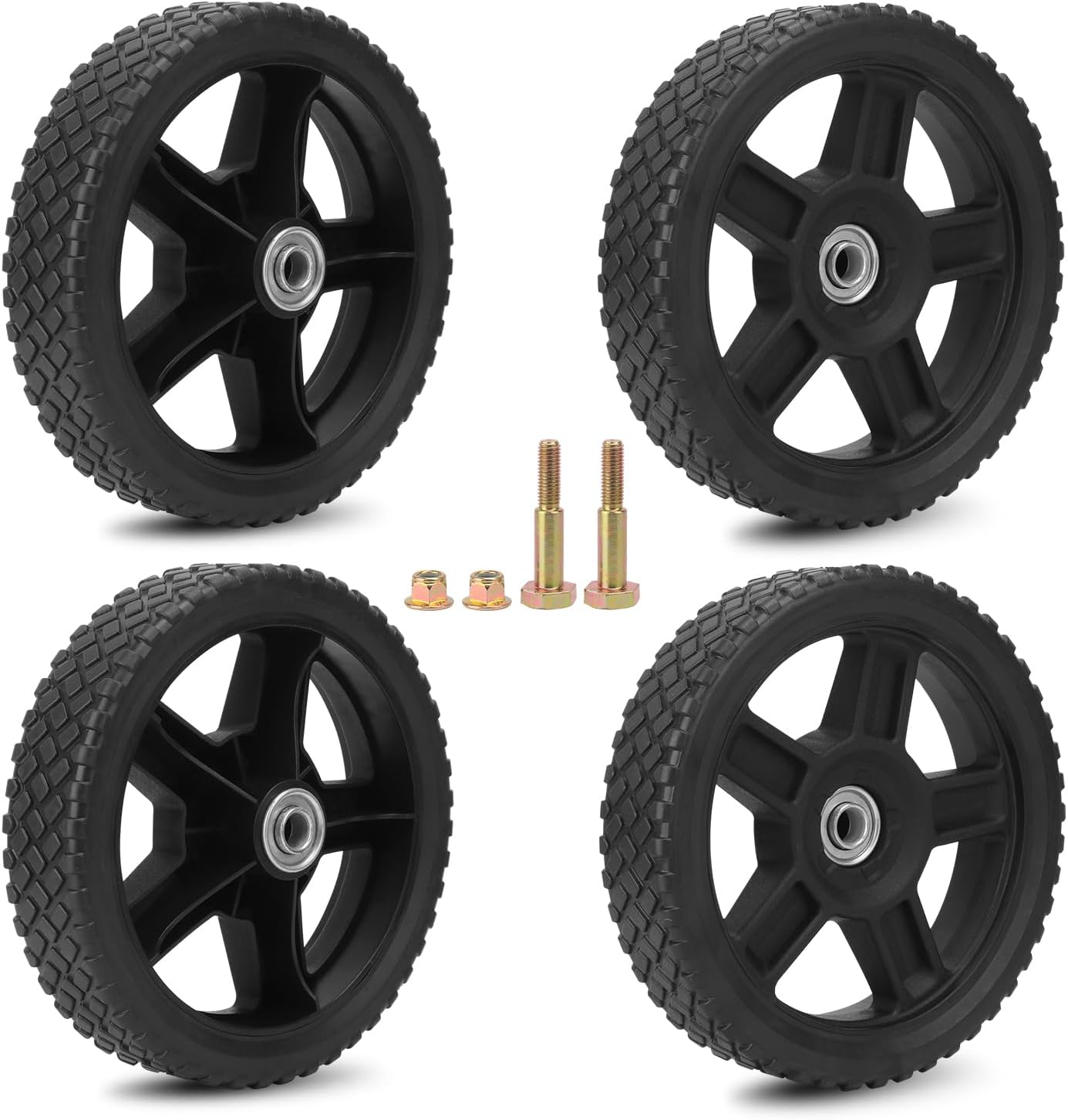 Durable 4 Pack Lawn Mower Wheels for Easy Installation and Use