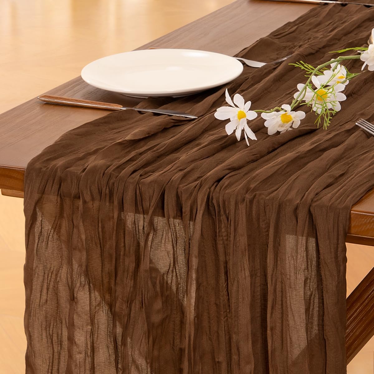 Socomi 10pcs Brown Coffee Cheesecloth Table Runner for Events