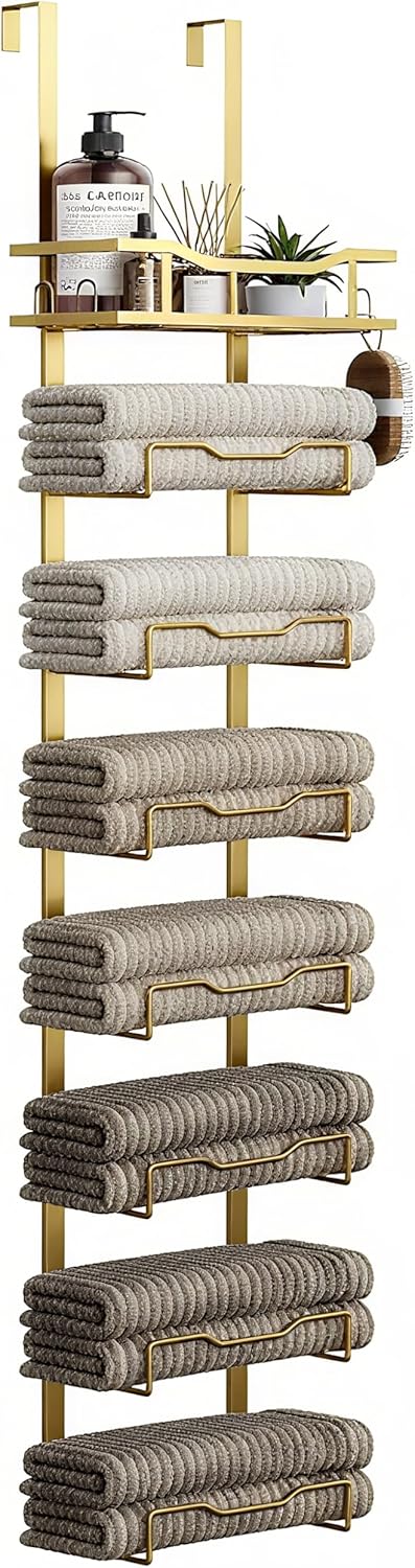 Hanging Towel Racks for Bathroom No Drill - 8-Tier Organizer