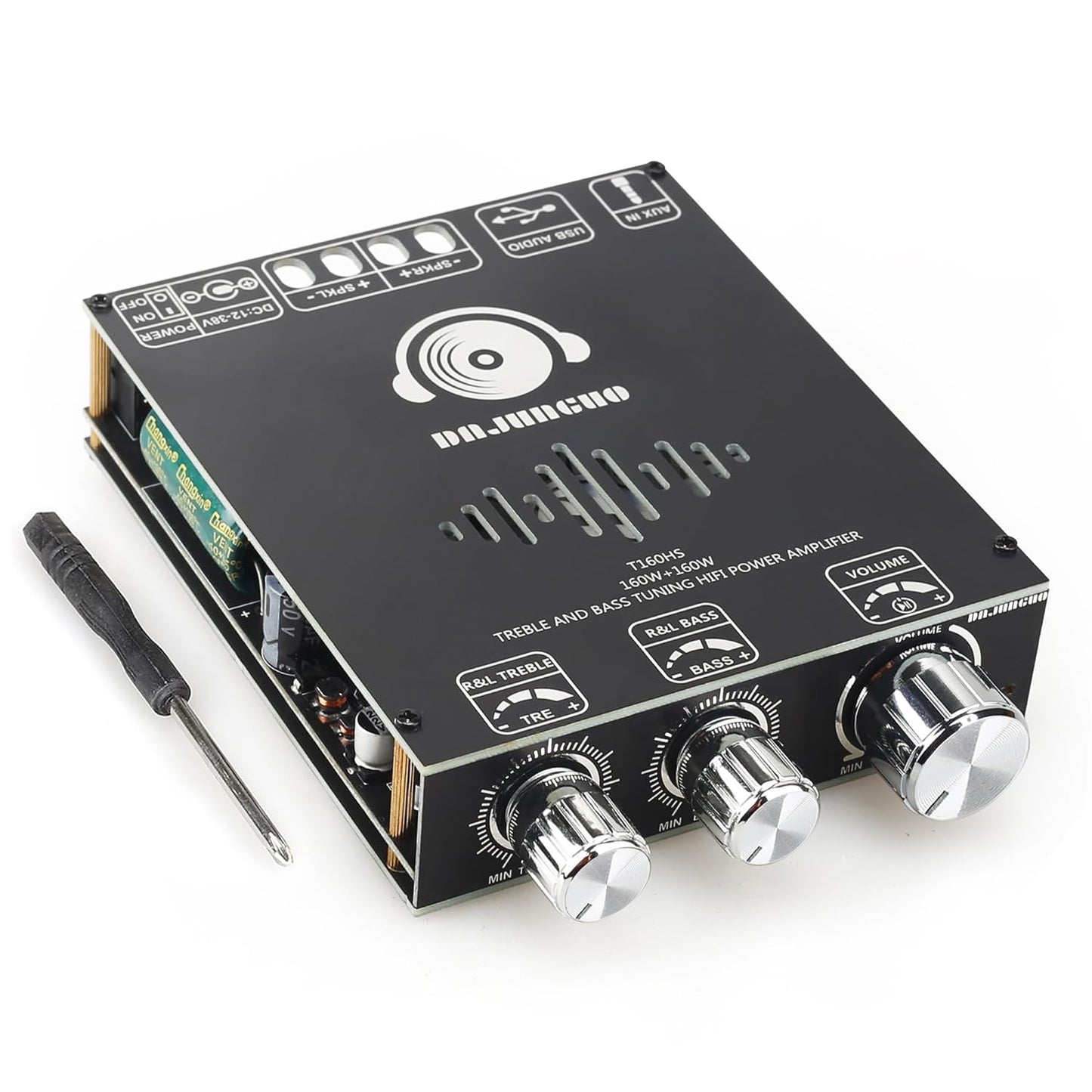 UwayKey T160HS Bluetooth Amp Board - 2x160W Stereo with Treble/Bass Control