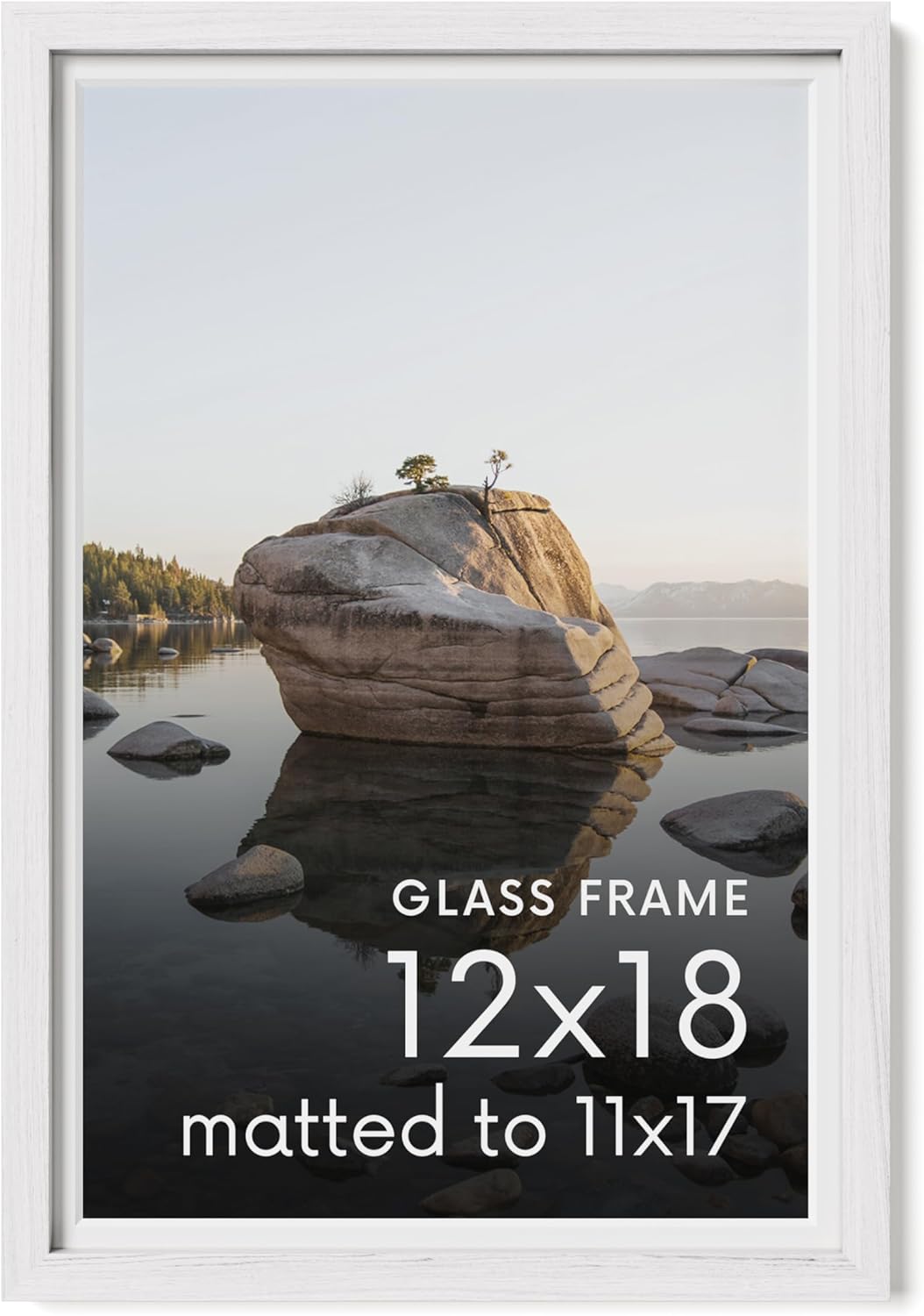 12x18 Picture Frame with Real Glass & White Oak for Home Decor