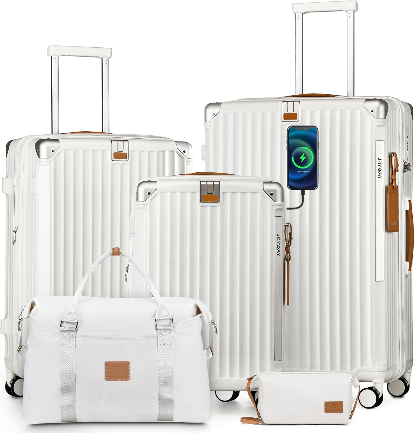 Joyway 5 Piece Luggage Set with Expandable Capacity and Hooks