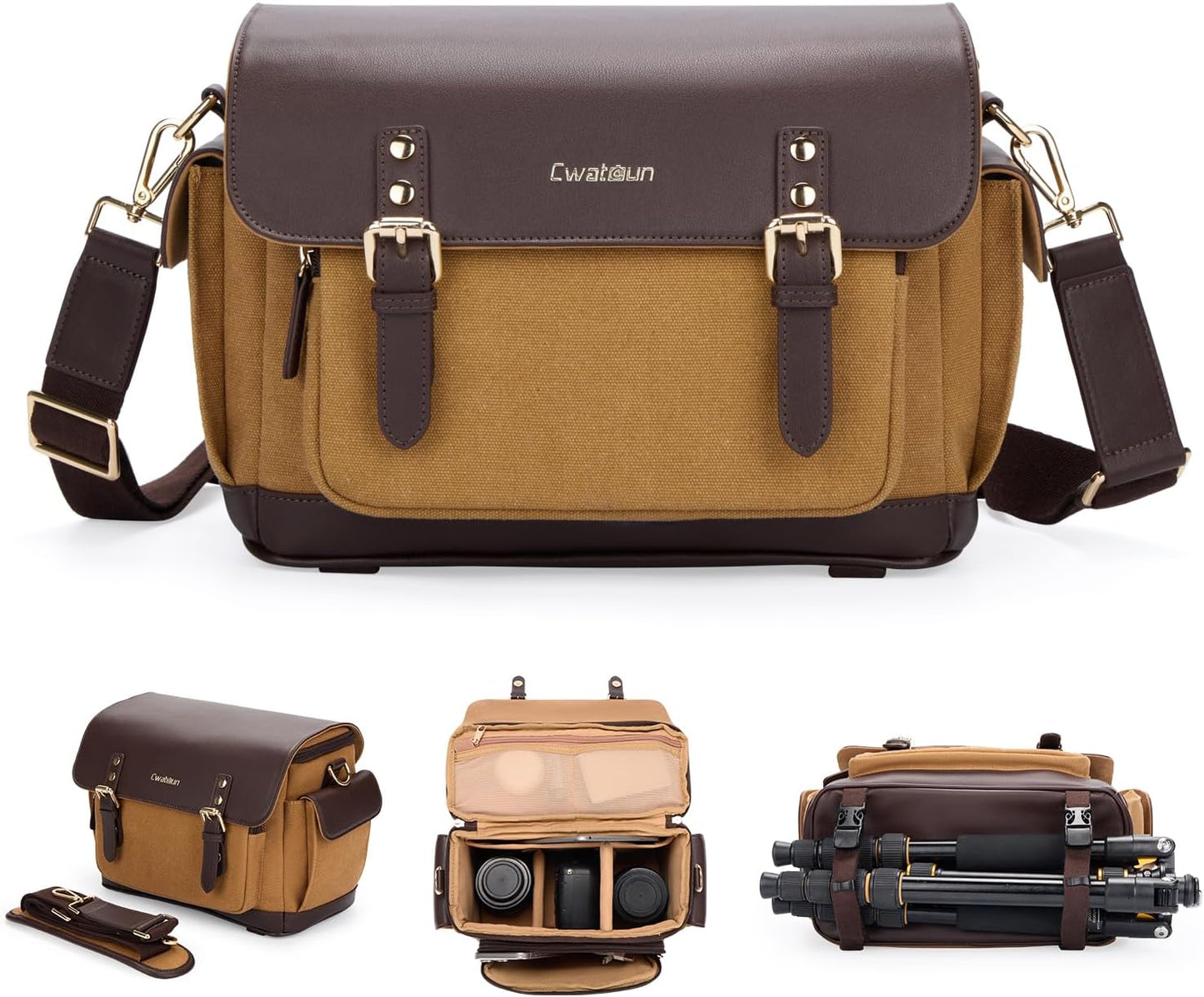 Cwatcun Vintage Leather Camera Bag: Stylishly Secure